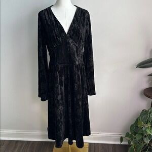 NWT Disturbia Womens Black Velour Floral Dark Romantic Goth Corset Midi Dress 10